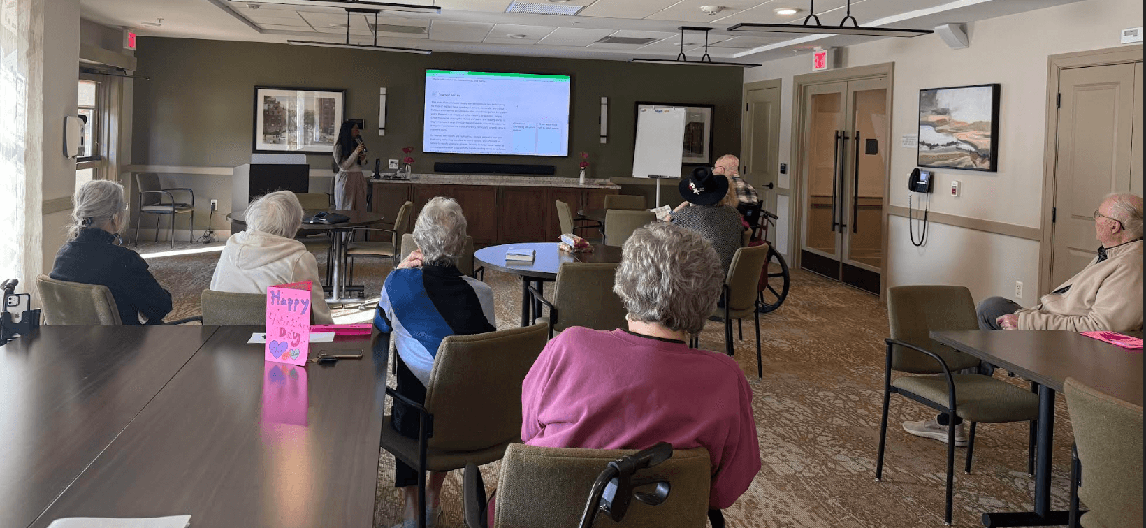 SAGE demonstration at BrightView Fair Oaks on Valentine's Day